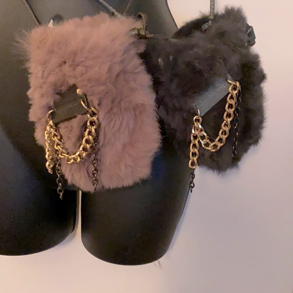 NWT real fur crossbody 1 dusty rose 1 dark grey.
